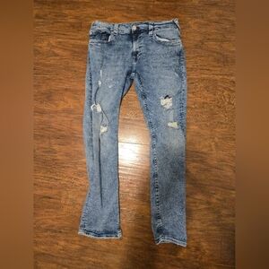 True Religion Ricky Jeans Relaxed Straight Mens 36x32 Distressed